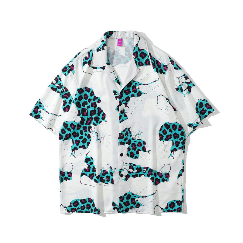 Rainbowtouches Shirt Man Hip Hop High Street Graffiti Smile Face Printing Casual Short Sleeve Tops Couples Fashion